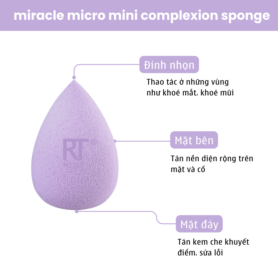 Bông Giọt Nước Che Khuyết Điểm Mini Pro RT Real Techniques Miracle Complexion Sponge Tím Size S RTMU08